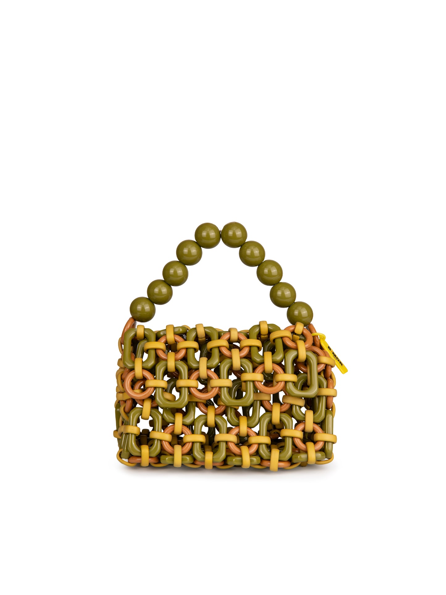 BUBBLE BAG -Multicolor resin linked rings | Handle with matching balls