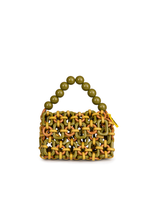 BUBBLE BAG -Multicolor resin linked rings | Handle with matching balls