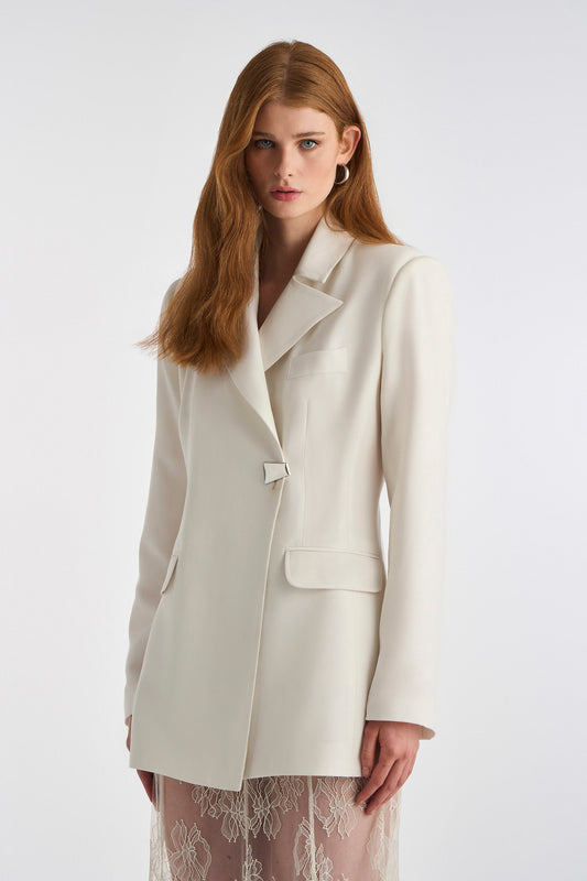 CROSS BUTTON BLAZER WHITE