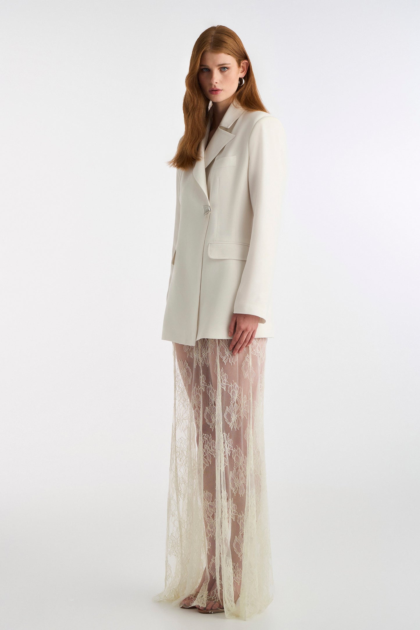 CROSS BUTTON BLAZER WHITE