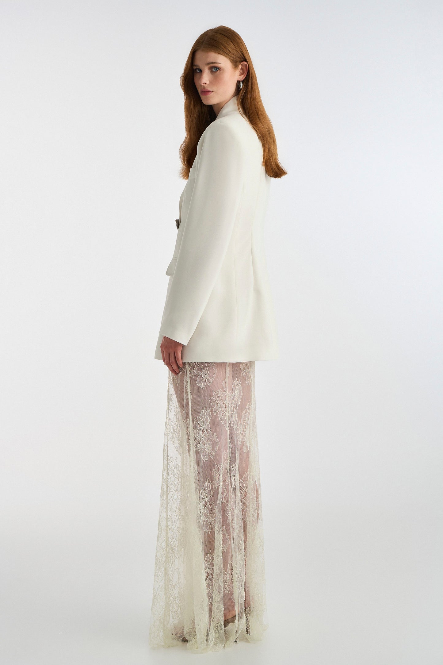 CROSS BUTTON BLAZER WHITE