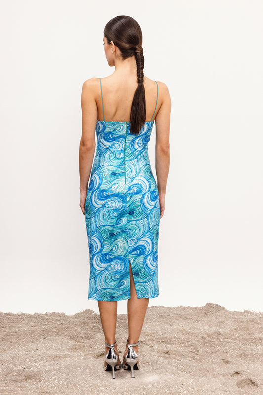 MIDI SEQUIN WAVY DRESS