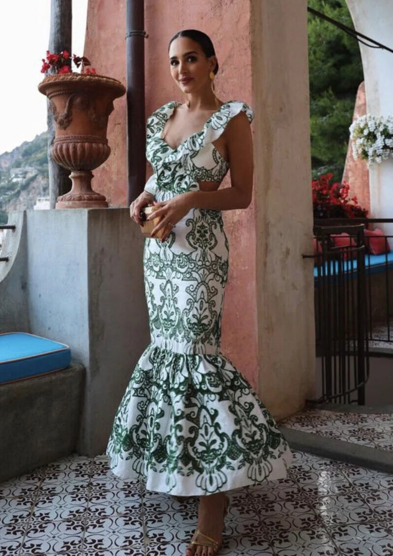 Sorrento Dress Green White