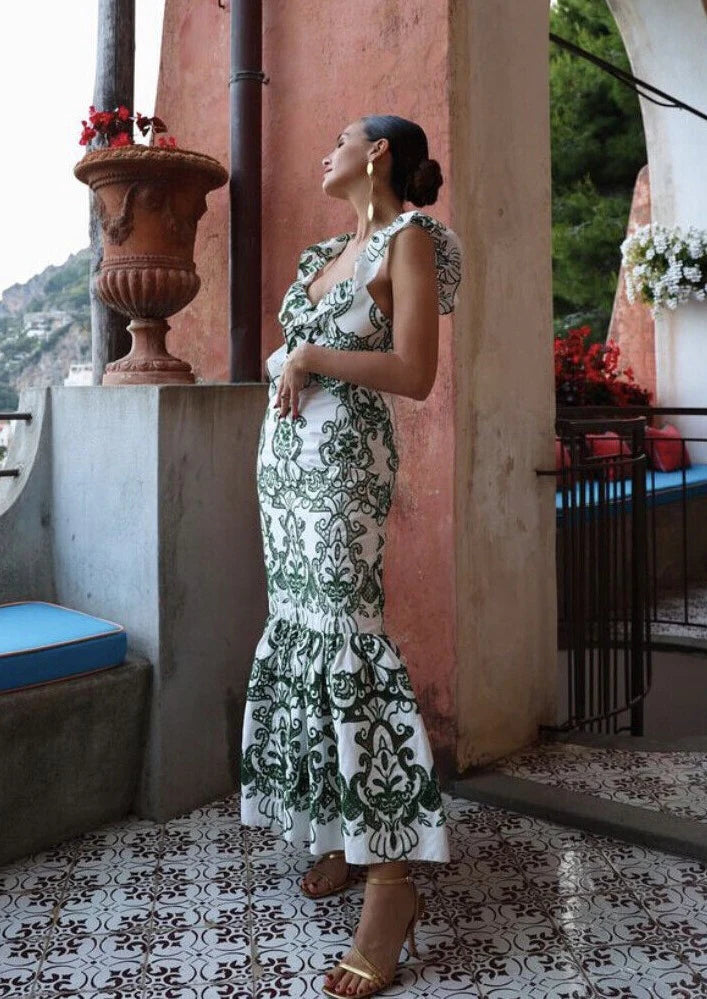 Sorrento Dress Green White