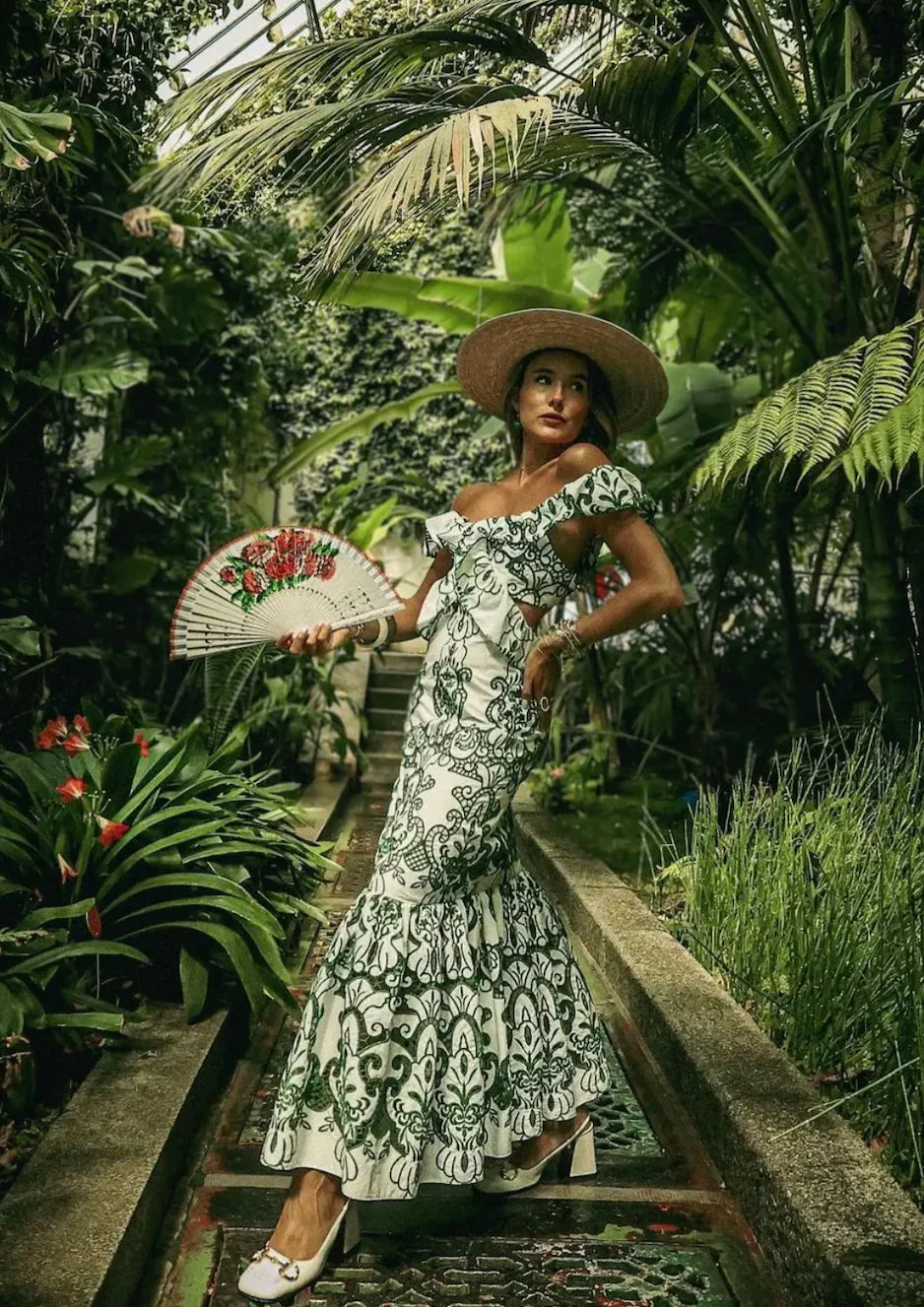 Sorrento Dress Green White