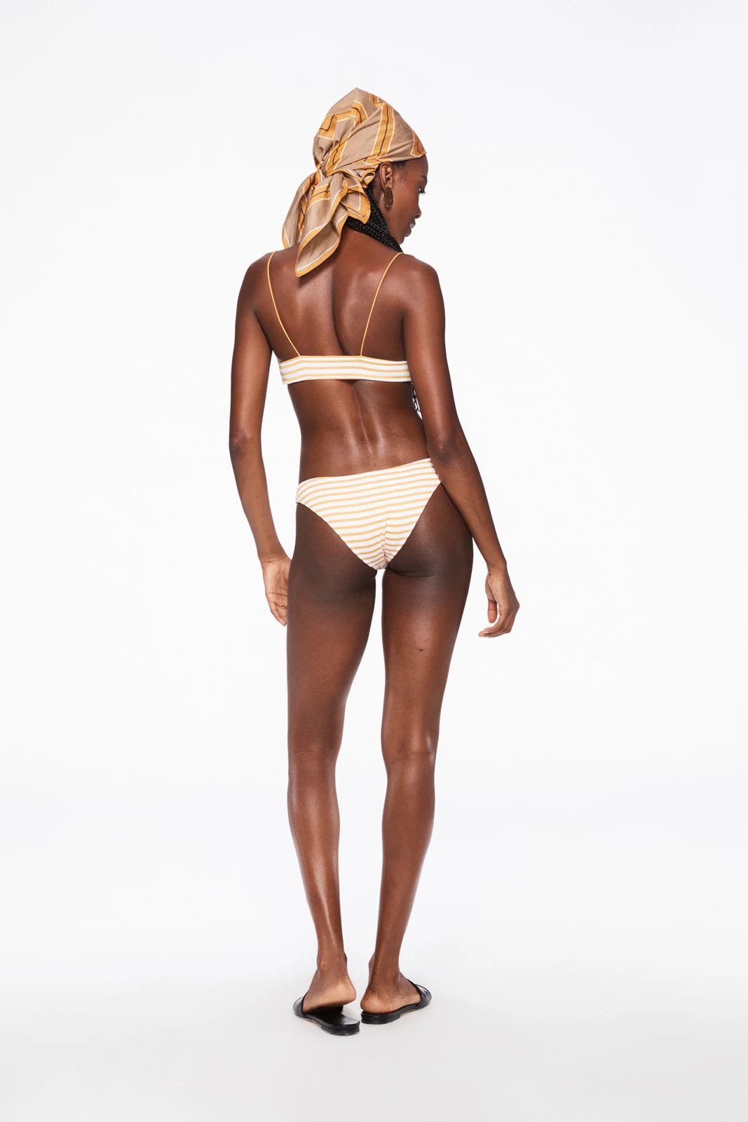 IL SOL SEERSUCKER STRIPE RAYURES YELLOW AND WHITE SWIMSUIT