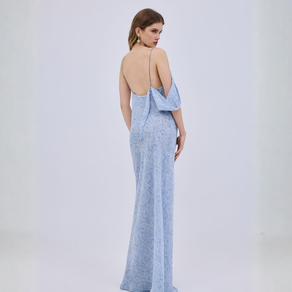 PRINTED BIRD MAXI DRESS
