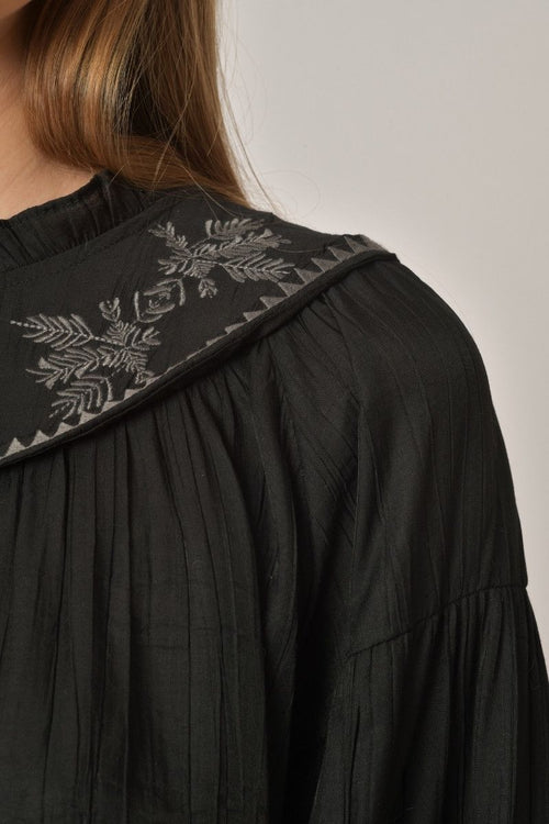 ABIGAIL BLOUSE - BLACK/KHAKI