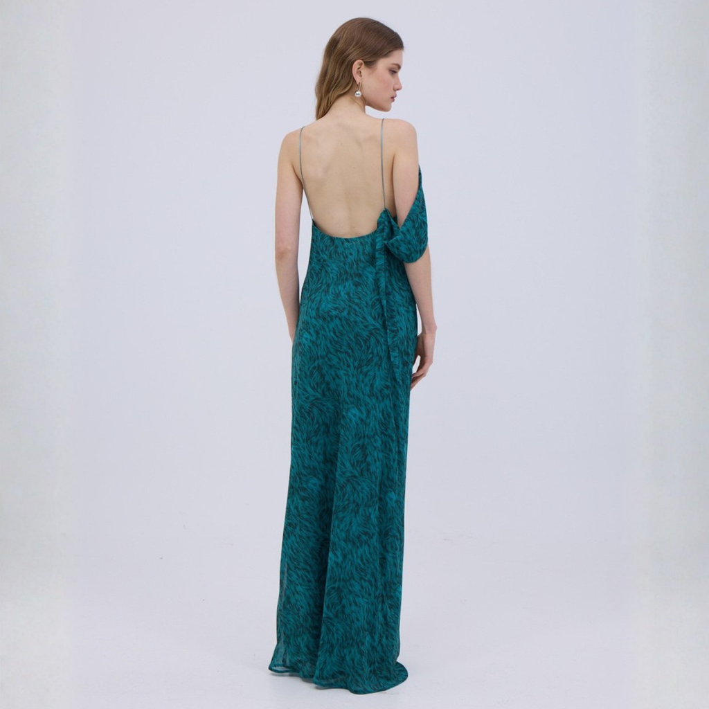 PRINTED BIRD MAXI DRESS