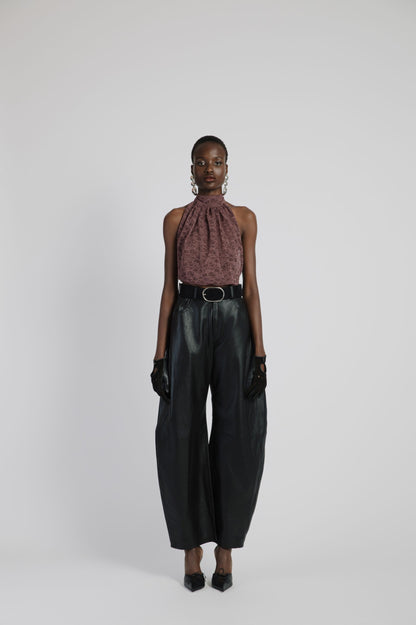 LEATHER BARREL PANTS