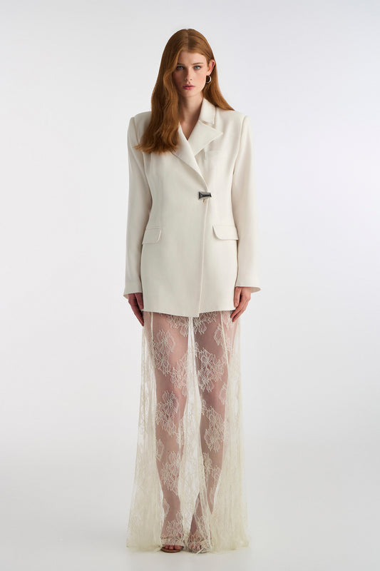 CROSS BUTTON BLAZER WHITE