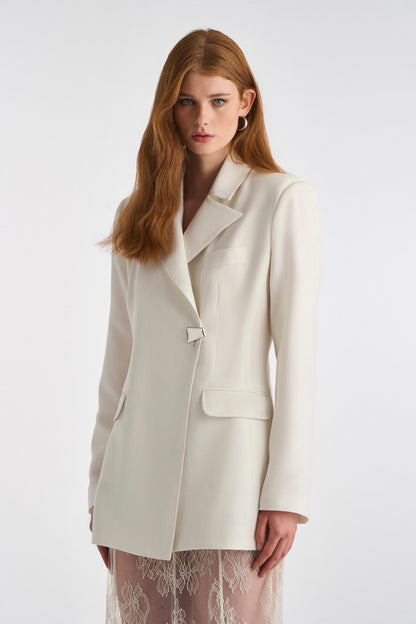 CROSS BUTTON BLAZER WHITE