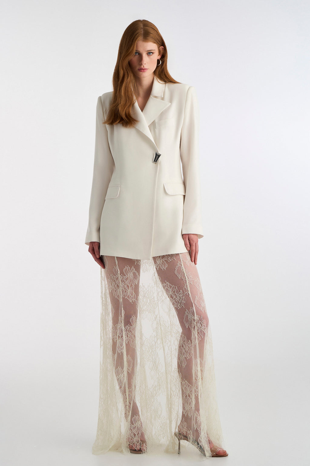 CROSS BUTTON BLAZER WHITE