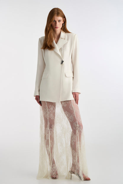 CROSS BUTTON BLAZER WHITE