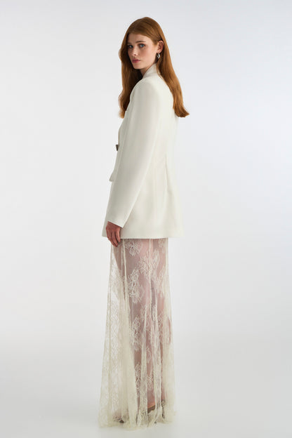 CROSS BUTTON BLAZER WHITE