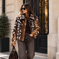 FAUX FUR JACKET WITH FAWN PRINT