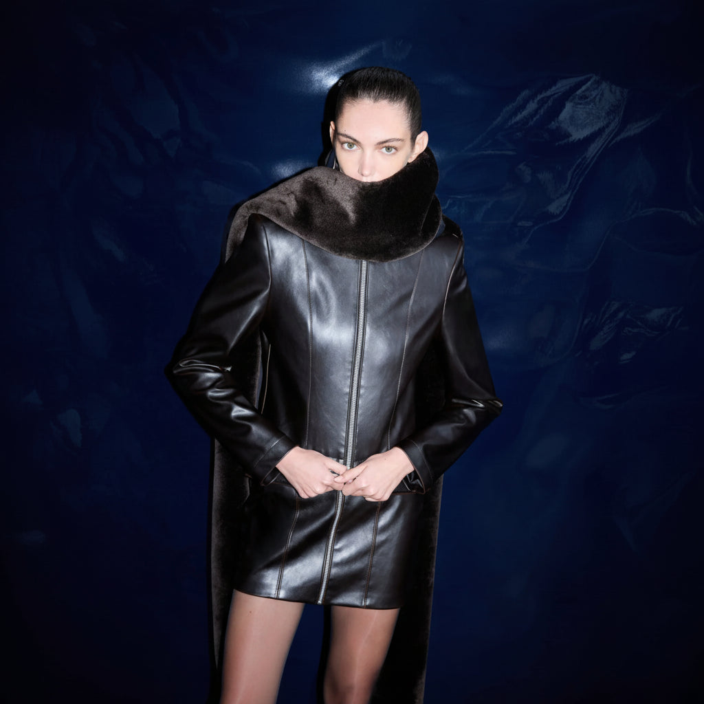 ELISE BROWN LEATHER SKIRT