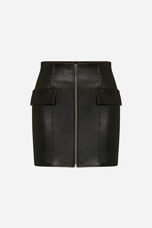 ELISE BROWN LEATHER SKIRT