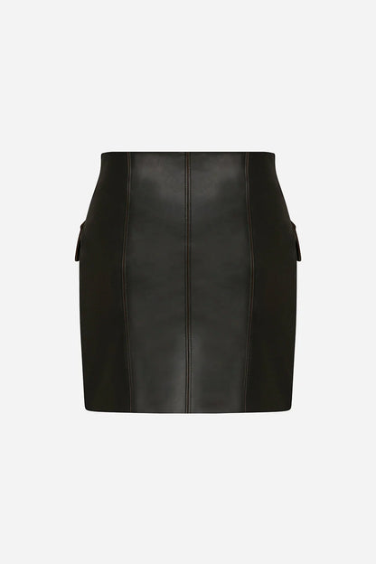 ELISE BROWN LEATHER SKIRT