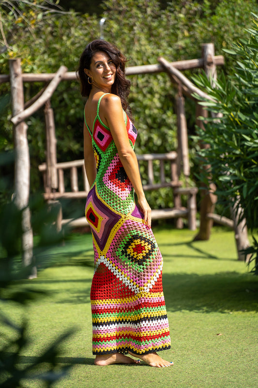 IBIZA CROCHE MULTICOLOR DRESS