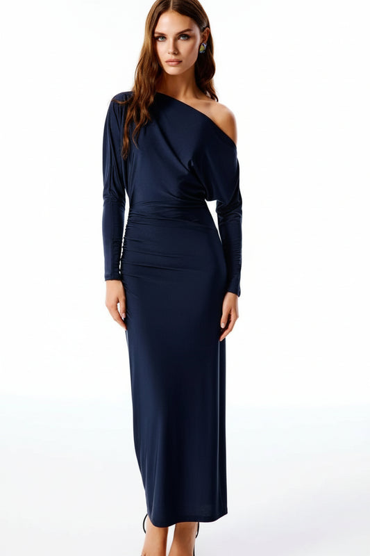 KEA ONE SHOULDER DRAPED MAXI DRESS