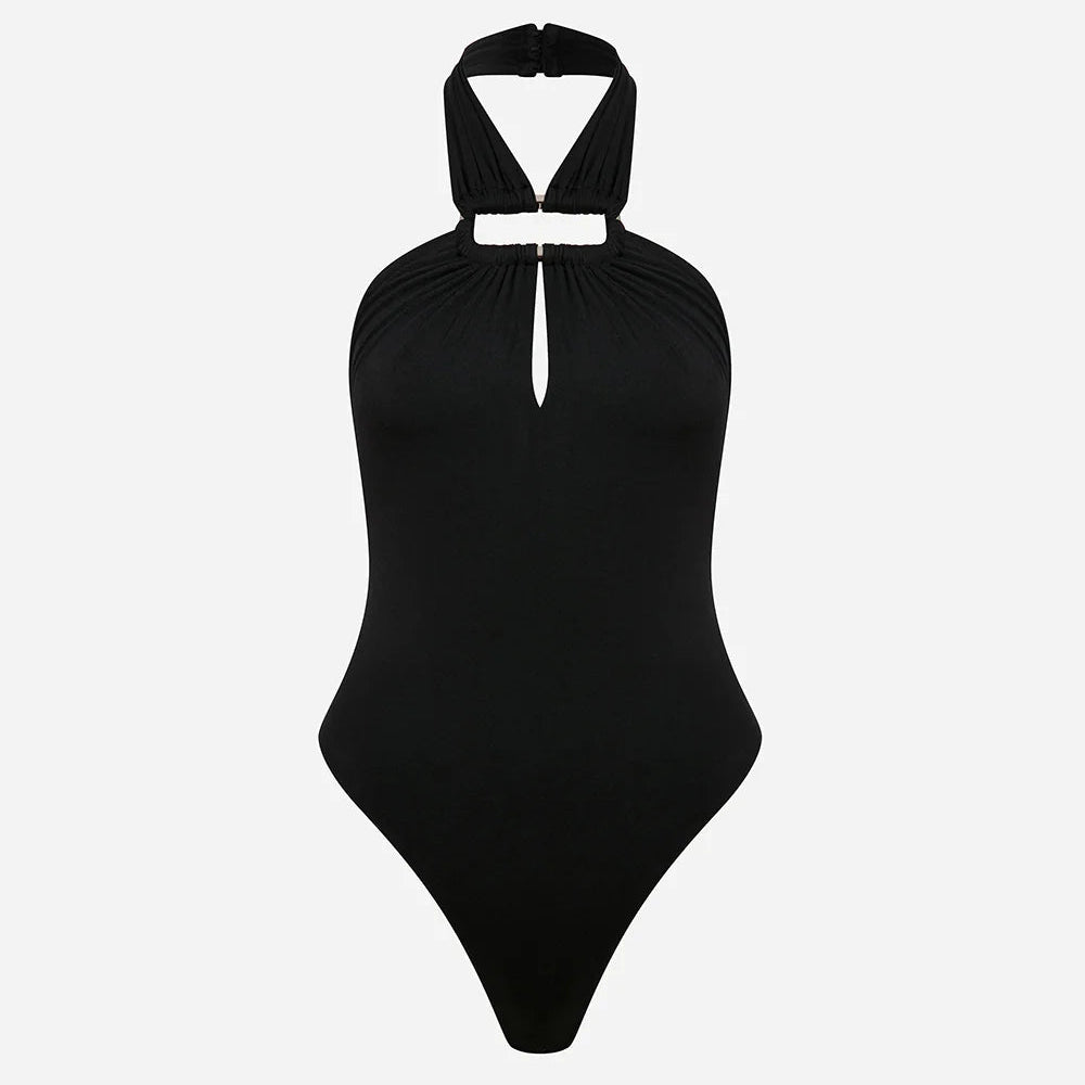 LEYA ACCESSORY-DETAIL OPEN-BACK JERSEY BODYSUIT