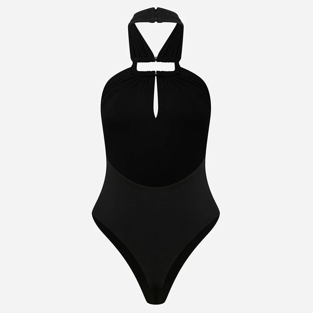 LEYA ACCESSORY-DETAIL OPEN-BACK JERSEY BODYSUIT