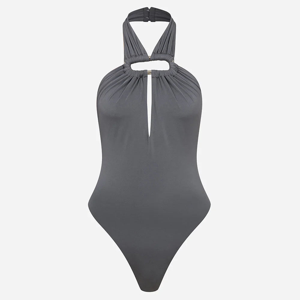 LEYA ACCESSORY-DETAIL OPEN-BACK JERSEY BODYSUIT (Copy)