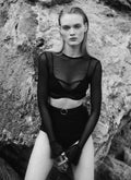 MESH CROPPED LONG SLEEVE BLACK TOP