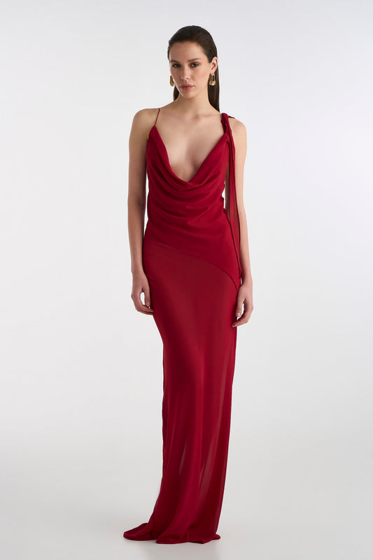 MAXI SLIP DRESS RED