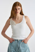 COTTON RIB WHITE FLORAL TOP