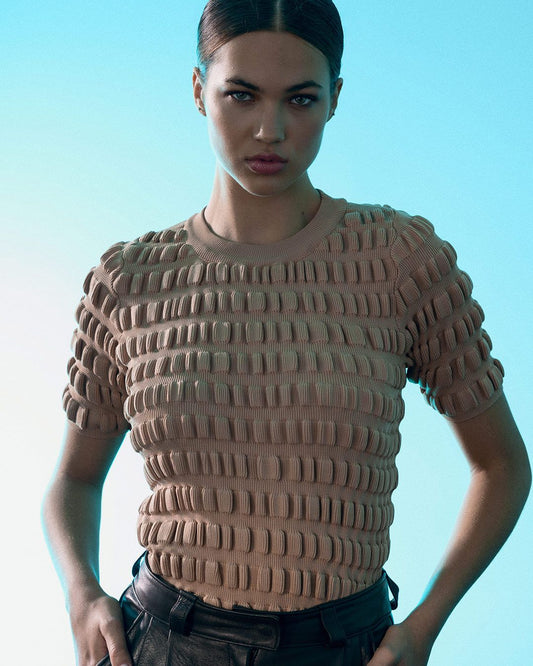 Waffle knitted top