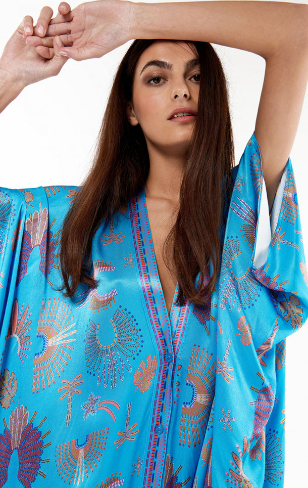 SATIN KIMONO BLUE